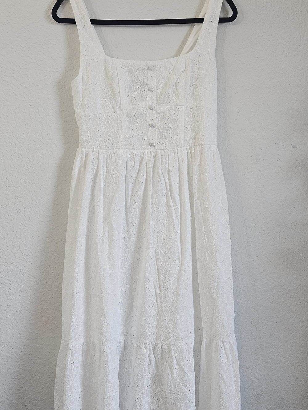 NWT BCX White Eyelet Lace Midi Dress Women's Size M Cottagecore New